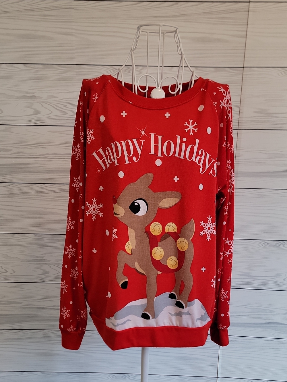 Rudolph Happy Holidays Red Sweatshirt Or Loungewear Womens Size XL